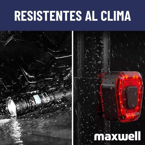 Luz Bicicleta Set Delantera +trasera Usb Impermeable Maxwell