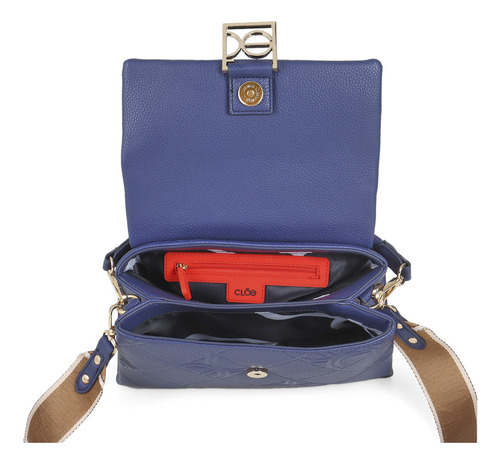 Bolsa Satchel Cloe Para Mujer Tapeta Con Broche Imán Color Azul marino