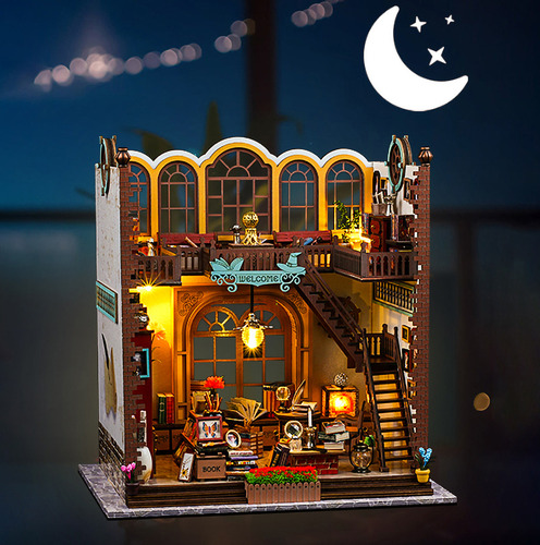 Camewin Tiny House Kit Livraria Mágica Com Móveis E Luzes De Led,casa De Bonecas De Madeira,adequado Para Maiores De 14 Anos,presentes Ideais Para A Decoração De Casas Pequenas