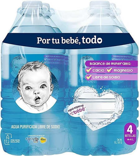 Combo De 4 Agua Purificada Gerber Libre De Sodio nestlé 4 L