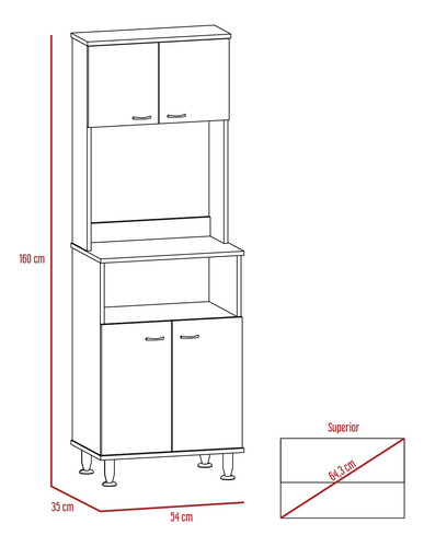 Mueble Microondas 4 Puertas Fm-011b Blanco