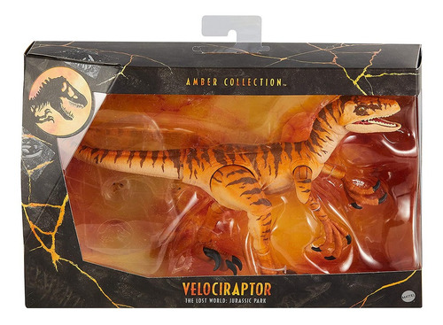 Jurassic World Amber Collection Velociraptor Tiger Mattel