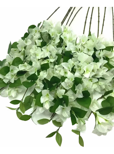 1 Uni Haste De Flor Bougainville Decoração Artificial 105cm Cor Branca