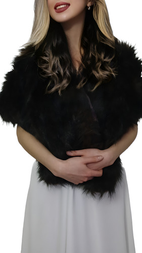 Estola De Piel Suave Fiesta Forrado Dentro Saten Moda Pasion Marrón Oscuro
