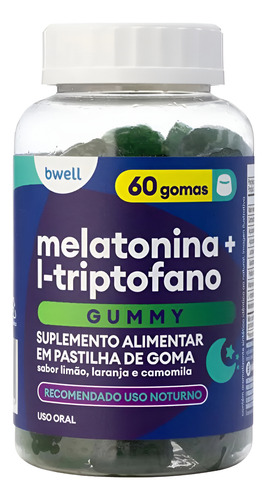 Melatonina Bwell + L-triptofano Gummy 60 Gomas Zero Açucar Sabor Morango