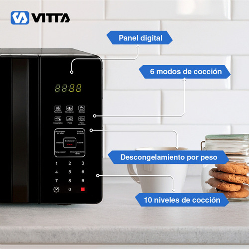 Microondas Vitta Panel Digital 23l Vit-mw2xlx001 1000w Negro