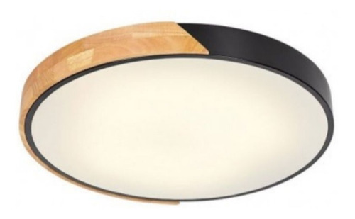 Plafon De Techo Led Redondo - 38w - Madera Y Metal