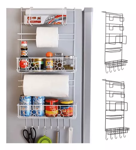 Organizador Cocina Colgante Metálico Rollo Ganchos Estantes