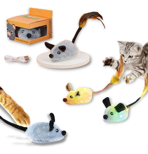 Ratón Con Luces Y Sonido Juguete Gato Interactivo Con Sensor