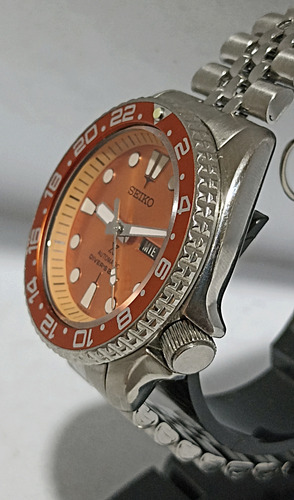 Reloj Automático Seiko Prospex Diver's Gmt 200m Plateado Naranja Naranja (Usado)