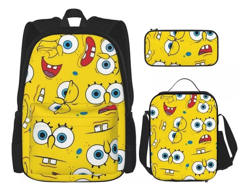 Mochila Escolar De Bob Esponja, Juego De Tres Unidades