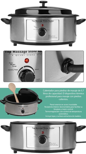 Imagen 4 de 8 de Calentador De Piedras Acero Inox Y Esmaltado Con Termostato