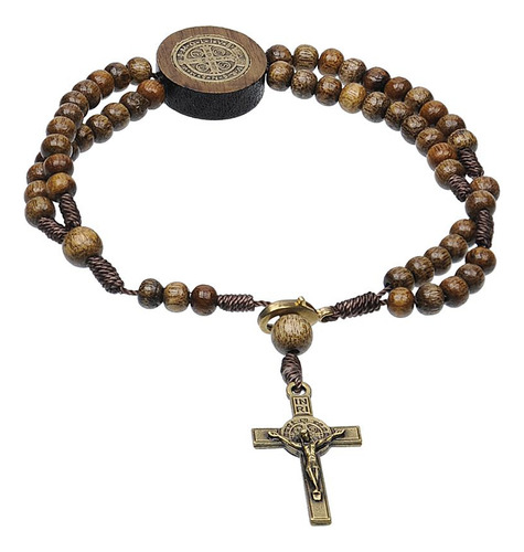Pulseira E Terço De Pulso Com Medalha De São Bento