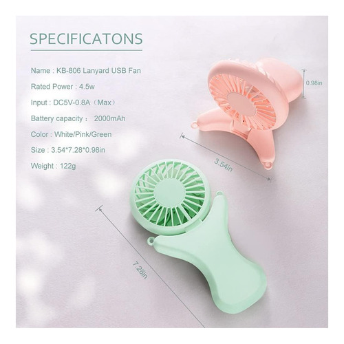 Ventilador Portátil De Oatsbasf Mini, Lindo Diseño De De 3 °