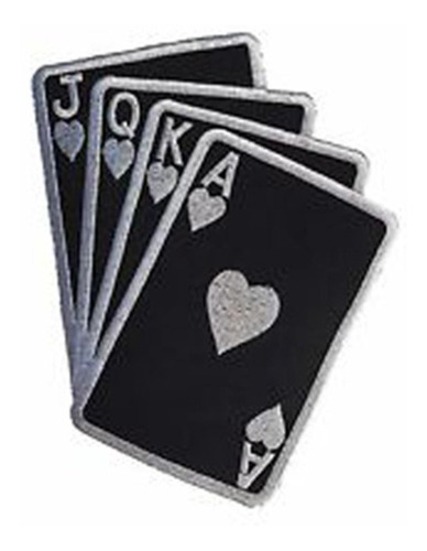 Parche Aplique Bordado Poker Cartas Casino Escalera Negra