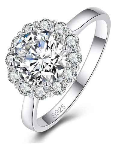 925 Silver 3 5ct Cz Engagement Solitaire Round Cut White Cub