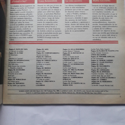 Revista Somos 285 Conflicto River Seleccion 5 Marzo 1982 