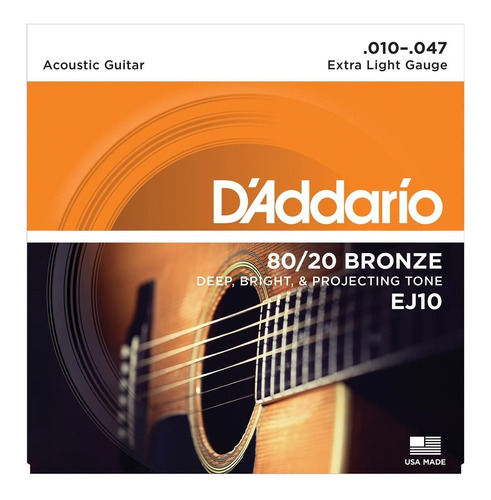 Encordado P/ Guitarra Acustica Daddario Ej15 Cuerdas Bronce