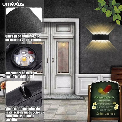 Lámpara Led De Pared Moderna De Luz Cálida 10w Para Exterior