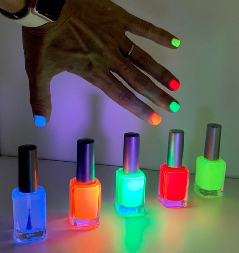 Esmalte De Uñas Fluo Neon Fluorescente Brilla Con Luz Uv X 5