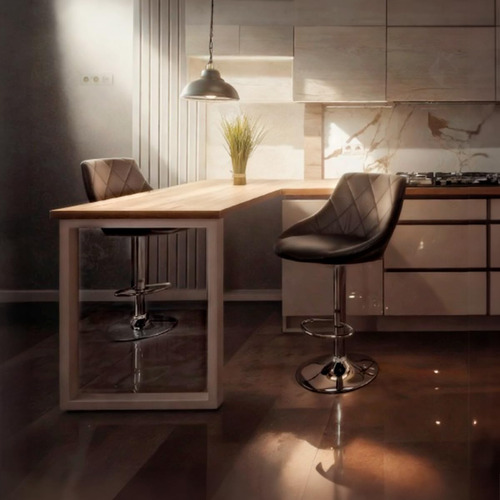Silla De Bar Con Respaldo Y Reposapies Ajustable Negro