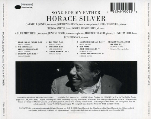 Cd Song For My Father (the Horace Silver Quintet) Estándar