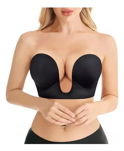 Brasier Bra Push Up Escote Profundo Straple Sin Espalda