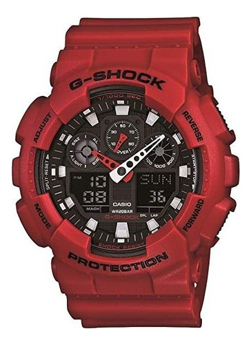 Reloj G-shock X-large Analogico Hombre Ga-100b-4acr Correa Ga-100b-4acr / Rojo