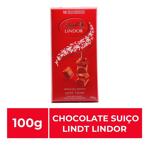 Chocolate Suíço Ao Leite, Lindt Lindor, 1 Tablete De 100g