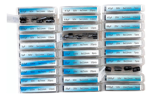 Kit Capacitores Electrolíticos De 0.1f-2200f Con Organizad
