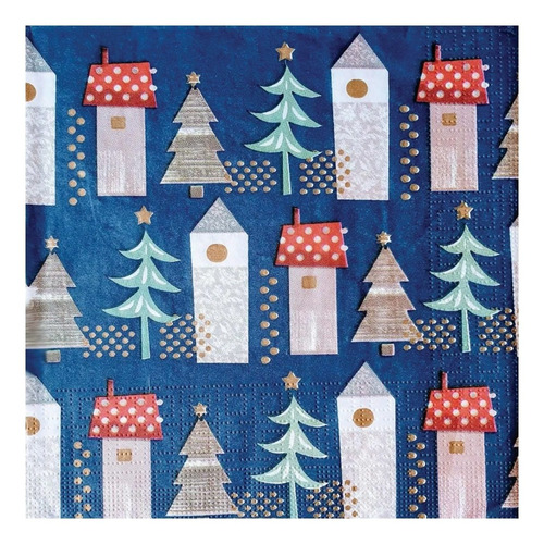 Imagen 4 de 5 de Servilletas Decoupage Navidad Pajarito Y Casitas Laura Craft