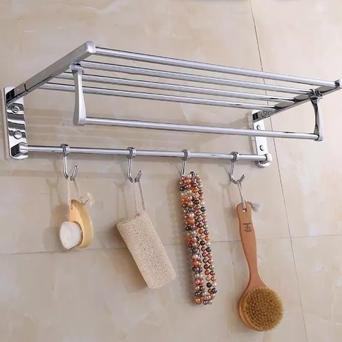 Toallero Metálico Múltiple 60 Cm 4 Percheros Tipo Hotel