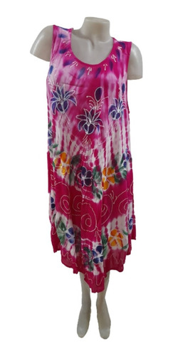 Vestido Solero Batik Pintado Grande Hindu L/xl/xxl Flores