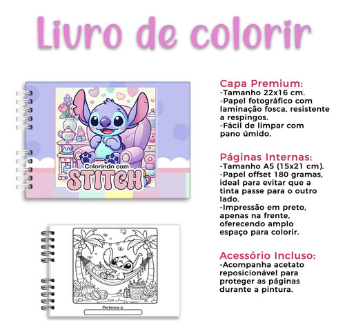 Bobbie Goods Livro De Colorir Stitch Com 50 Folhas