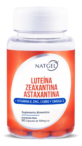 Luteína, Zeaxantina y Astaxantina con Vitamina E, Zinc, Cobre y Omega 3 90 Cápsulas Fórmula Nutricional para Vista y Bienestar Diario Natgel