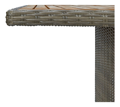 Mesa De Jardín Ratán Sintético Marrón Y Madera De Acacia Color Café