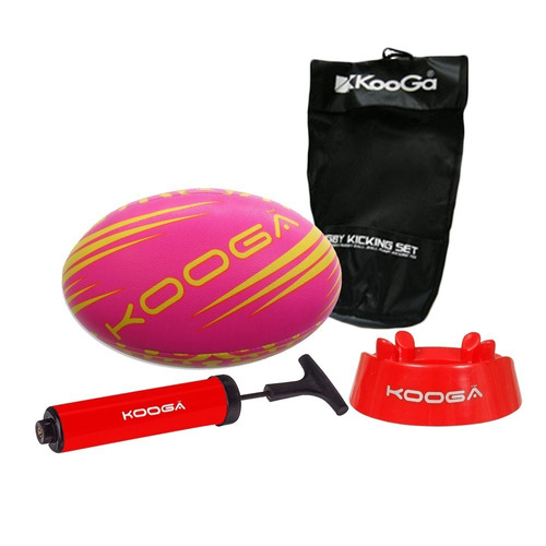 Pelota Rugby Kooga N° 5 + Inflador + Tee Combo Kit Kicking Set Importado