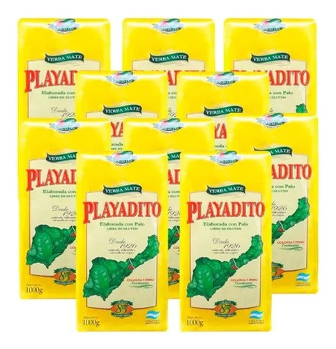 Pack Yerba Mate Playadito Tradicional 1000g X 10u- Dh Tienda