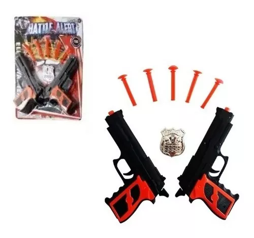 Kit 2 pistolas / arma de brinquedo com 6 dardos revolver infantil