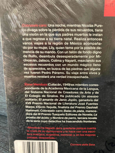Élmer Mendoza. Cóbraselo Caro. Tusquets