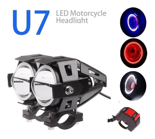 Par Exploradora Moto Carro Led 6000 Lm Ojo De Angel + Switch