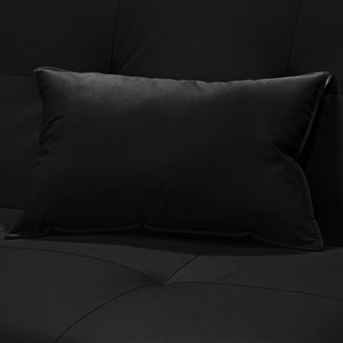 Sofá Cama Silver 3 Lugares Reclinável 1,93 Corino Preto Desenho Do Tecido Liso