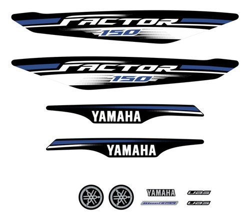 Kit Adesivos Completo Emblema Yamaha Factor 150 2017 Branca