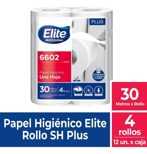 Papel Higiénico  Elite Plus S/h 30 Mts. 4 X 12 Un. (6602)