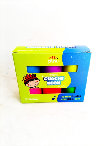 Têmpera Guache Neon Escolar 06 Cores 15ml Piratininga Cor Colorido