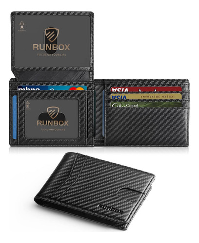 Runbox Billeteras Para Hombre 15 Tarjetero Slim Rfid Cuer...