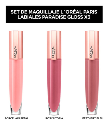 Set De Maquillaje L'oreal Paris: Labiales Paradise Gloss X3