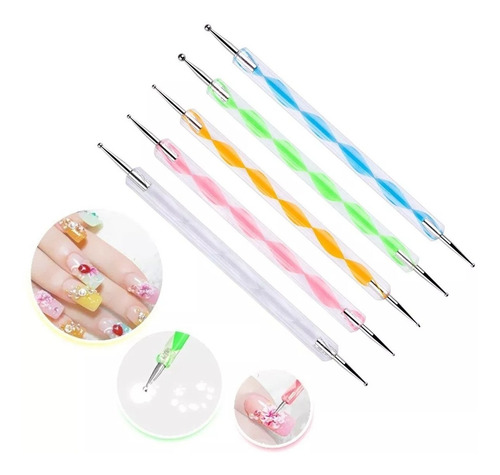 Set De 5 Dotting Pen Decoracion Uñas Nail Art Bolillos