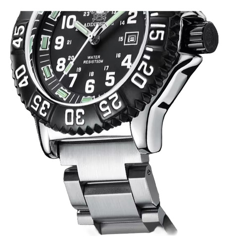 Reloj Addiesdive My050s Luminoso Militar Wr50m Caucho / Inox Acero Inoxidable Negro Negro
