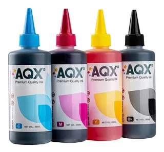 Combo Tinta Profesional Aqx 4 X 250ml Para Impresoras Epson L3150 L3110 L4150 L210 L375 L365 L220 L395 +